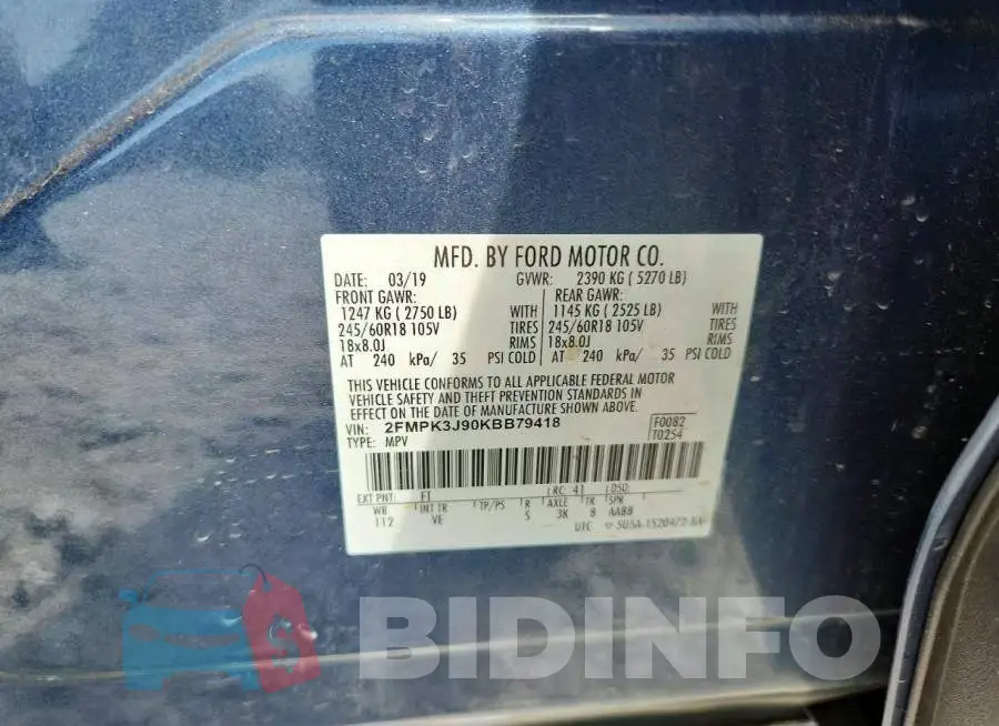 2FMPK3J90KBB79418 Photo# 14