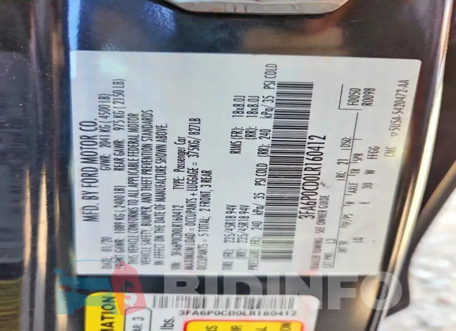 3FA6P0CD0LR160412 Photo# 13