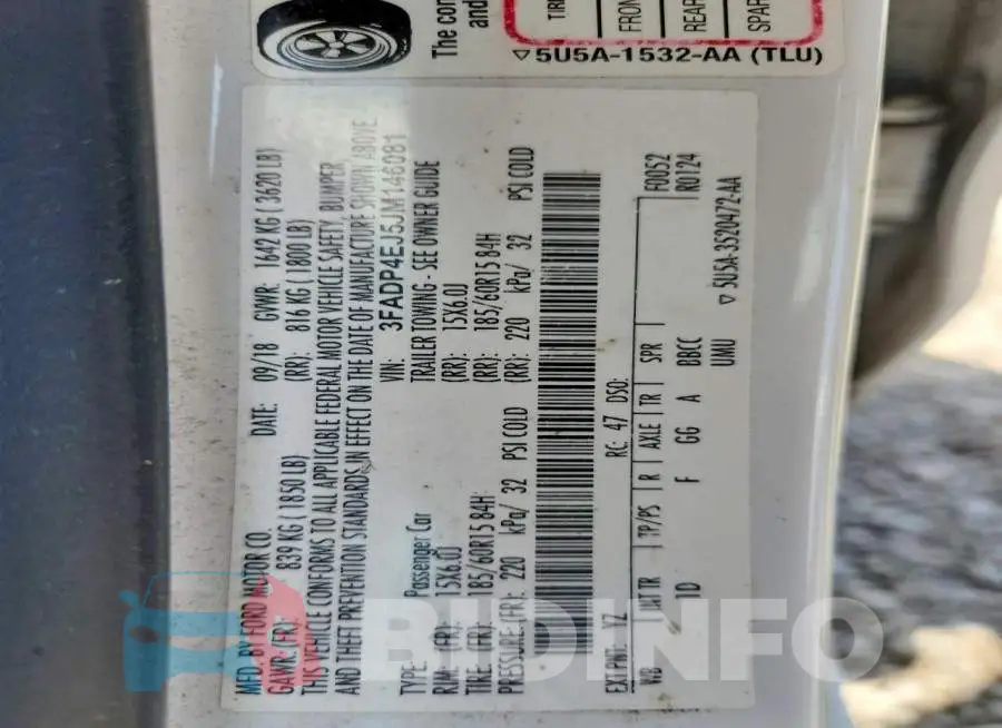 3FADP4EJ5JM146081 Photo# 13