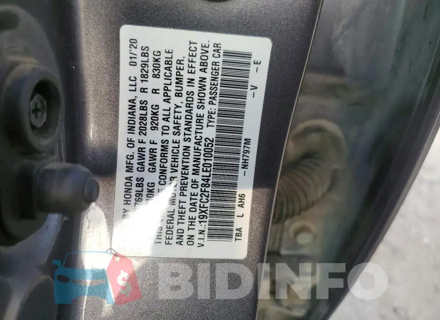 19XFC2F84LE010052 Photo# 12