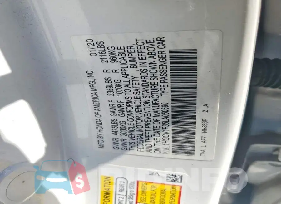 1HGCV1F35LA050690 Photo# 12