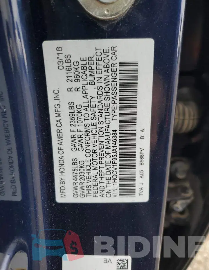 1HGCV1F95JA146384 Photo# 13