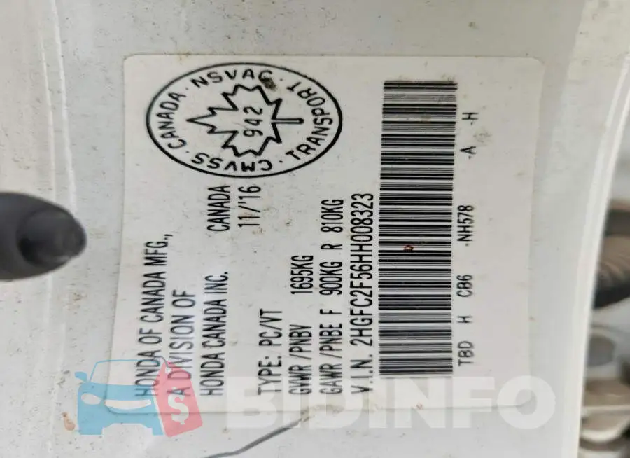 2HGFC2F56HH008323 Photo# 13