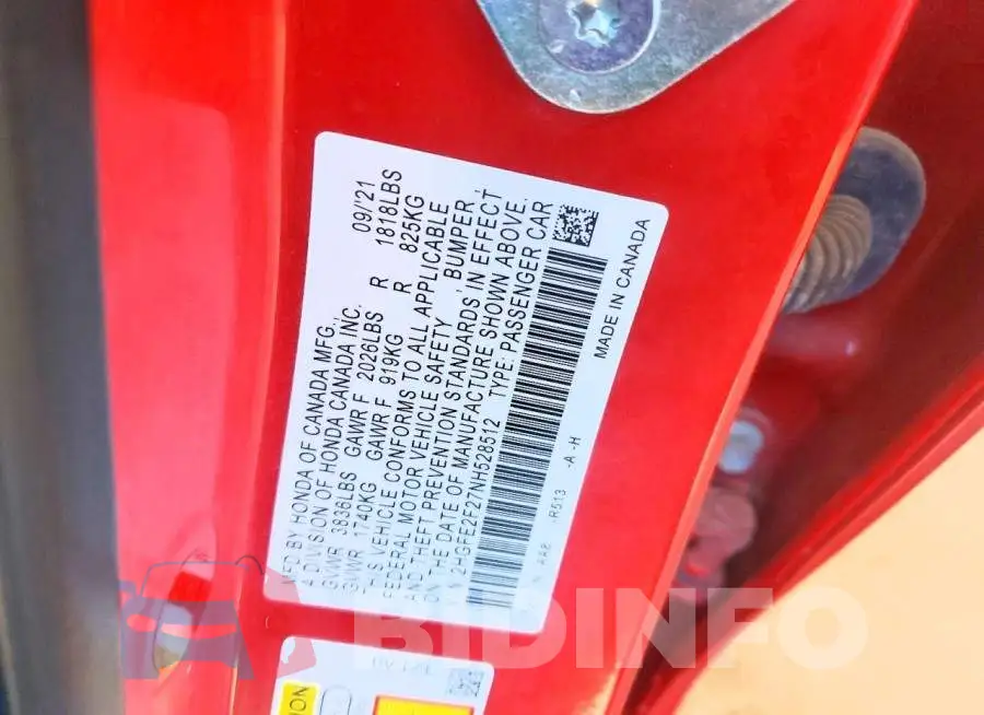 2HGFE2F27NH528512 Photo# 12