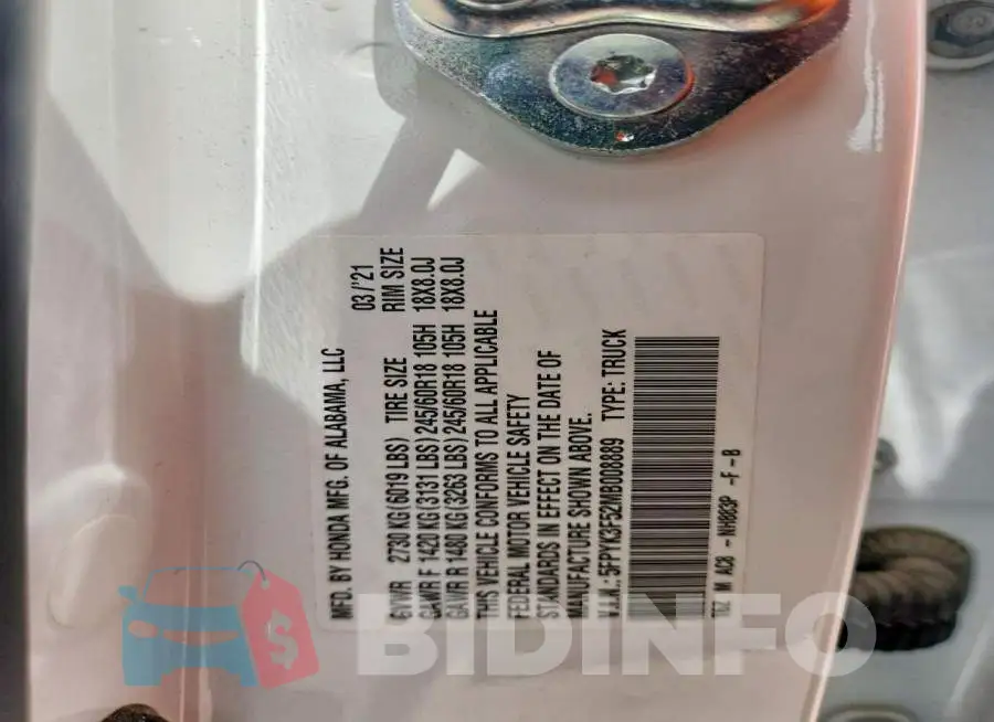 5FPYK3F52MB008889 Photo# 13