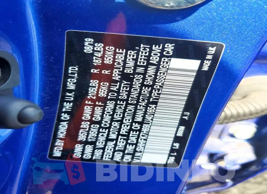 SHHFK7H69LU401654 Photo# 12