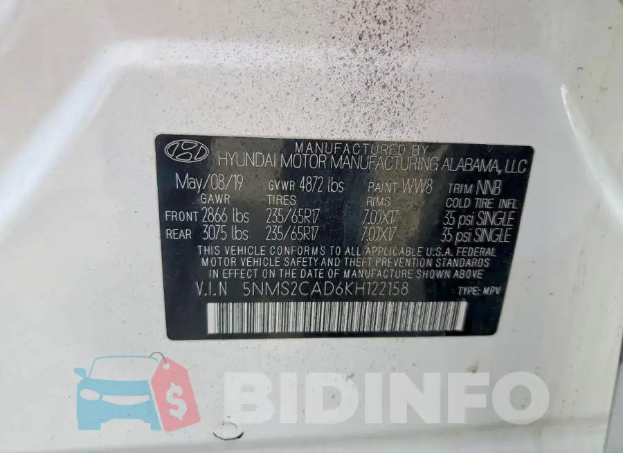 5NMS2CAD6KH122158 Photo# 13