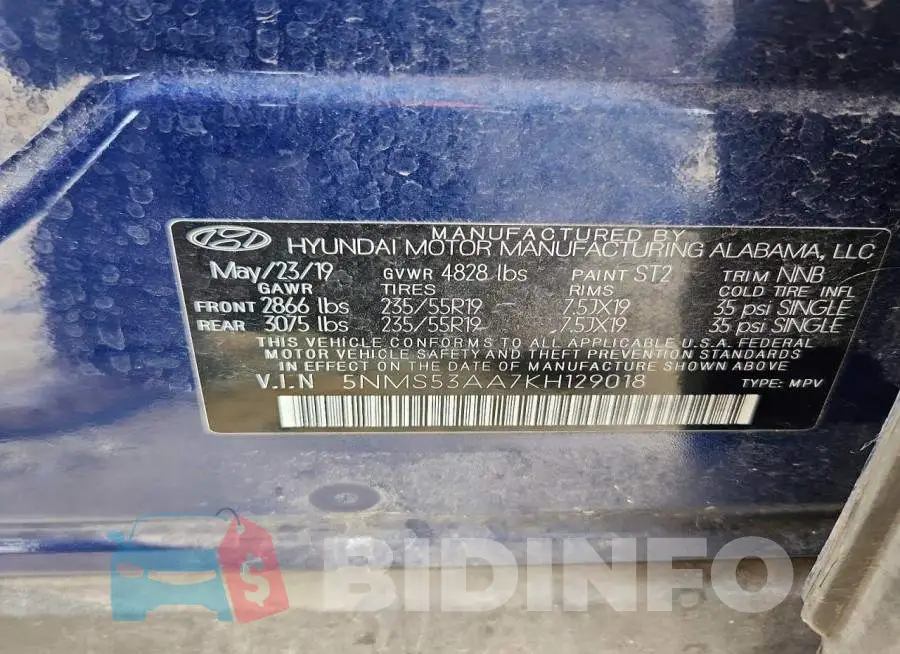 5NMS53AA7KH129018 Photo# 13