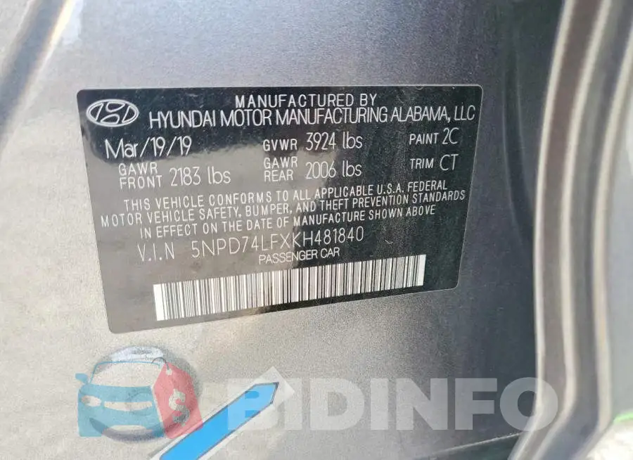 5NPD74LFXKH481840 Photo# 12