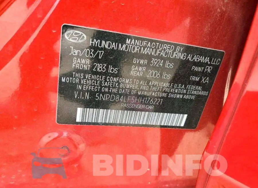 5NPD84LF5HH176221 Photo# 12