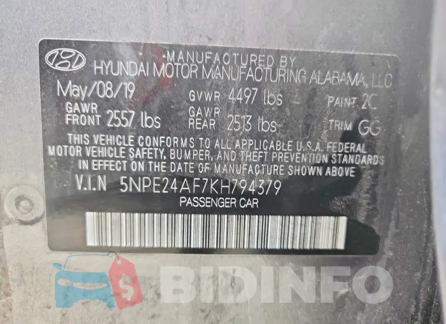 5NPE24AF7KH794379 Photo# 12