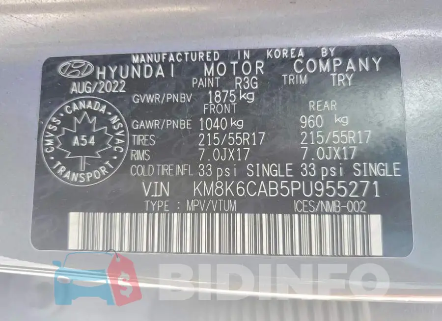 KM8K6CAB5PU955271 Photo# 13