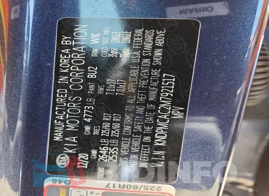 KNDPMCAC2M7921517 Photo# 14