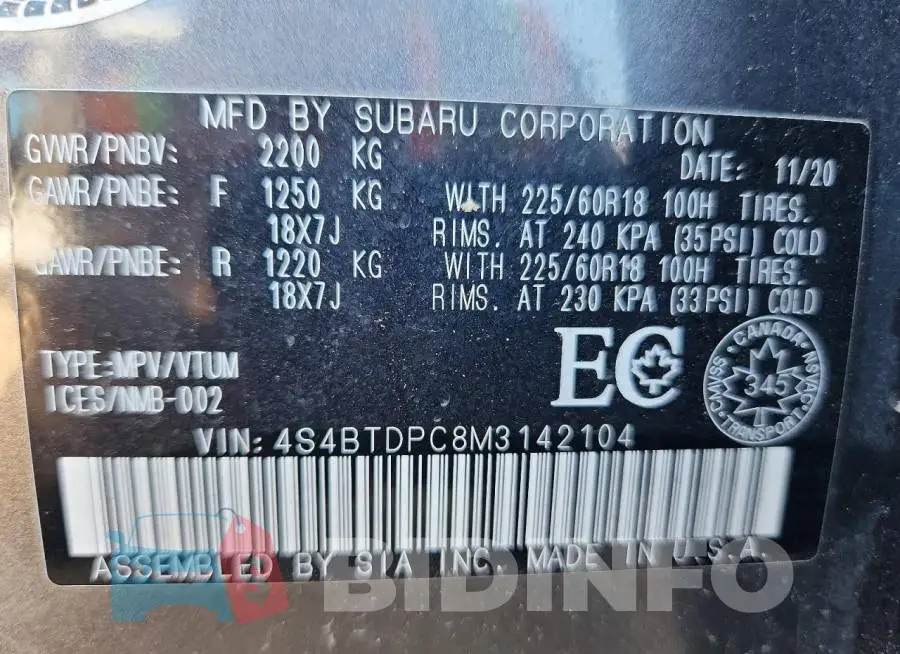 4S4BTDPC8M3142104 Photo# 13
