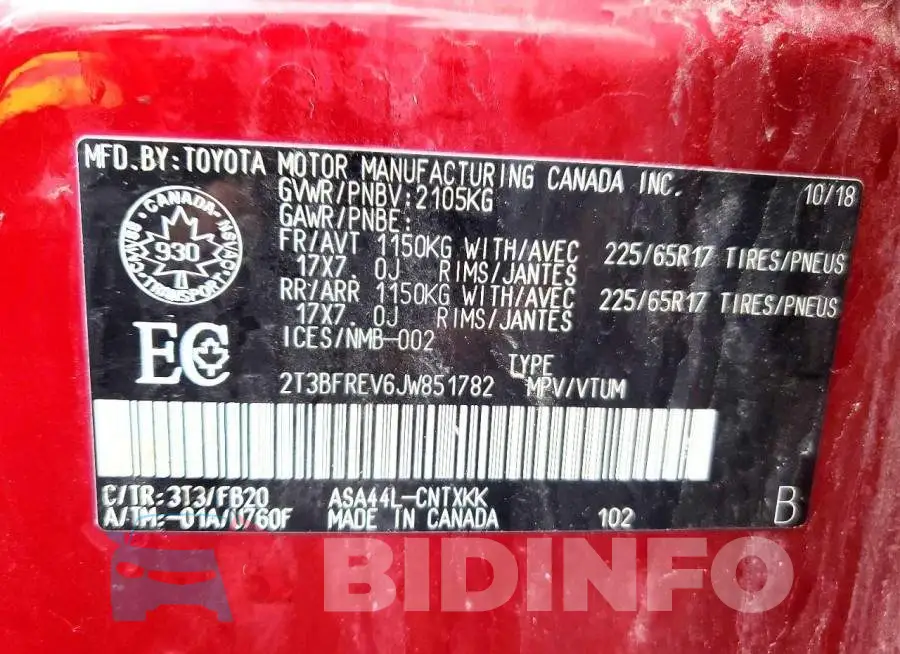2T3BFREV6JW851782 Photo# 13