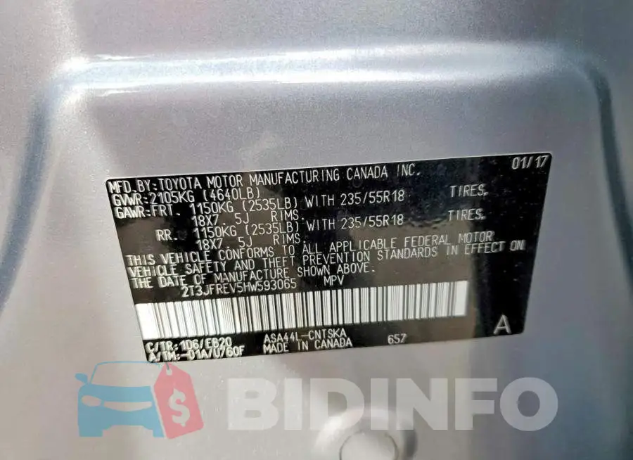 2T3JFREV5HW593065 Photo# 13