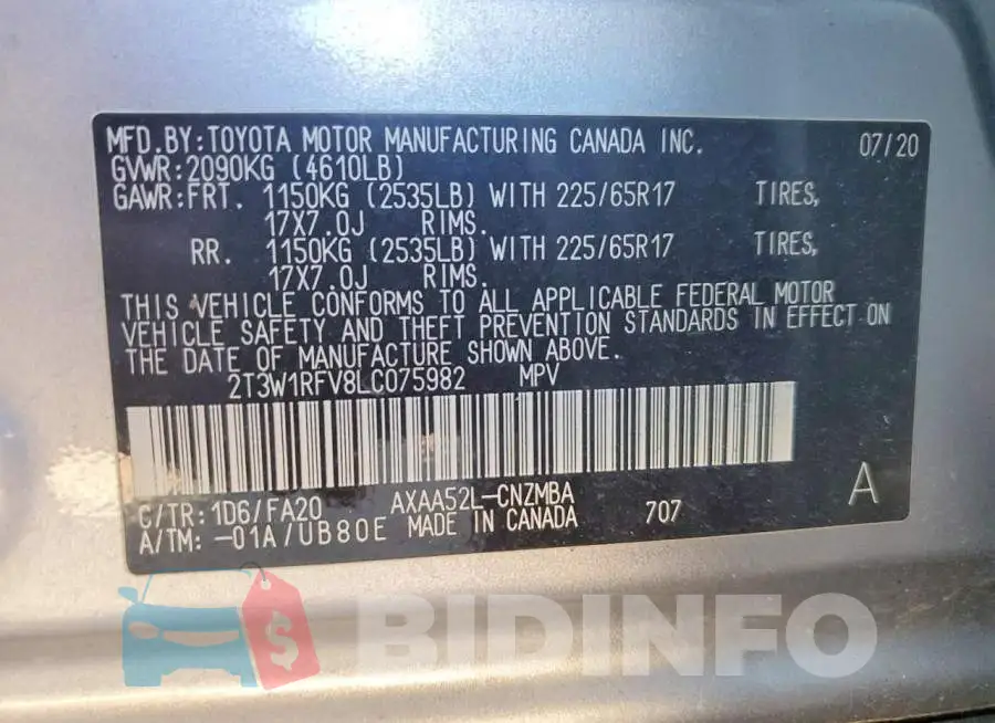 2T3W1RFV8LC075982 Photo# 12
