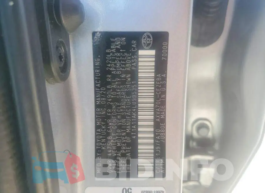 4T1A11AK4LU995351 Photo# 12
