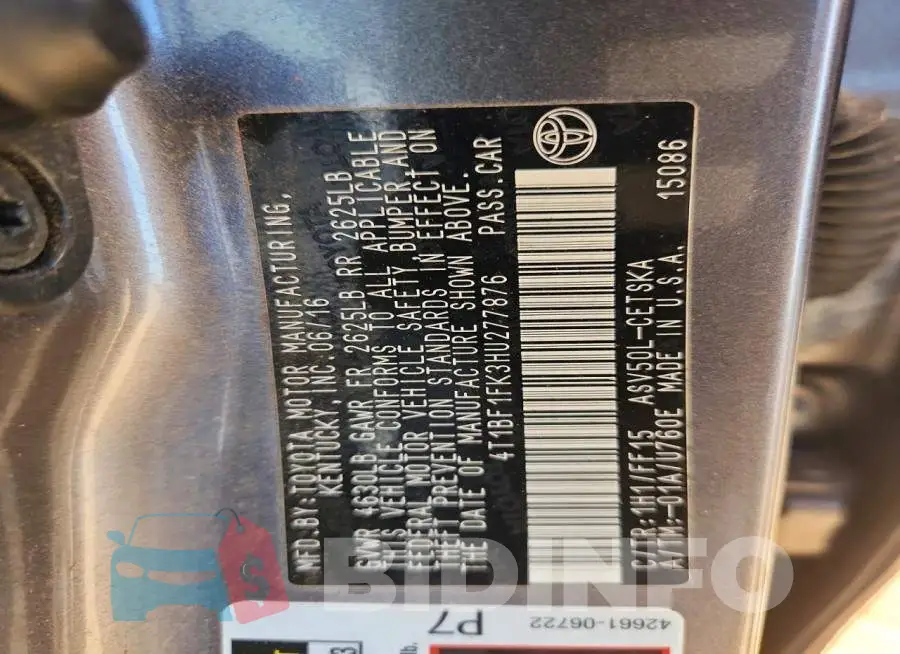 4T1BF1FK3HU277876 Photo# 13