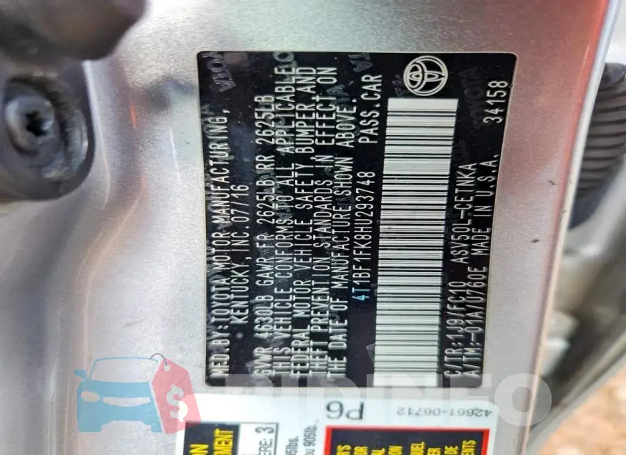 4T1BF1FK8HU293748 Photo# 12