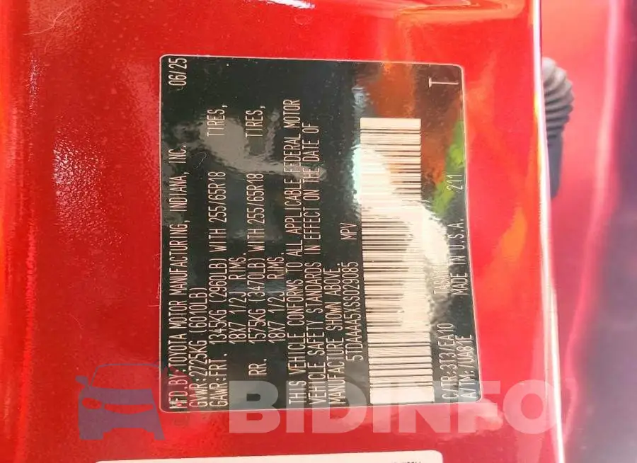 5TDAAAA5XSS029085 Photo# 13
