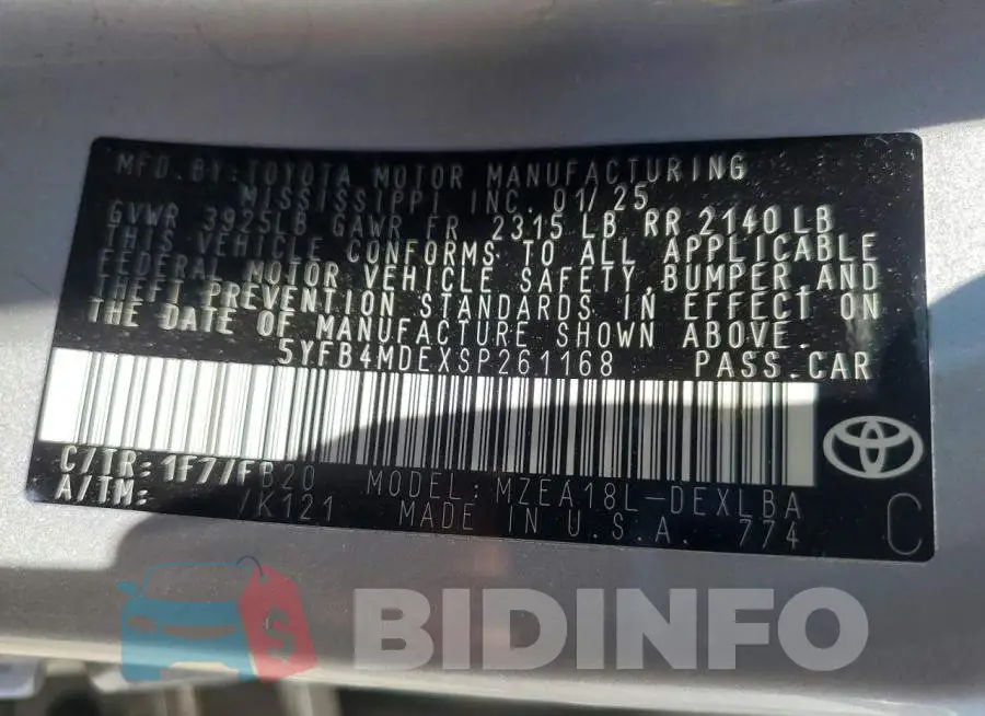 5YFB4MDEXSP261168 Photo# 12