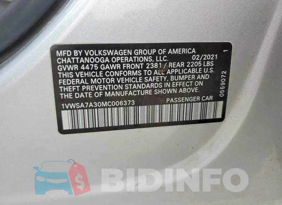 1VWSA7A30MC006373 Photo# 13