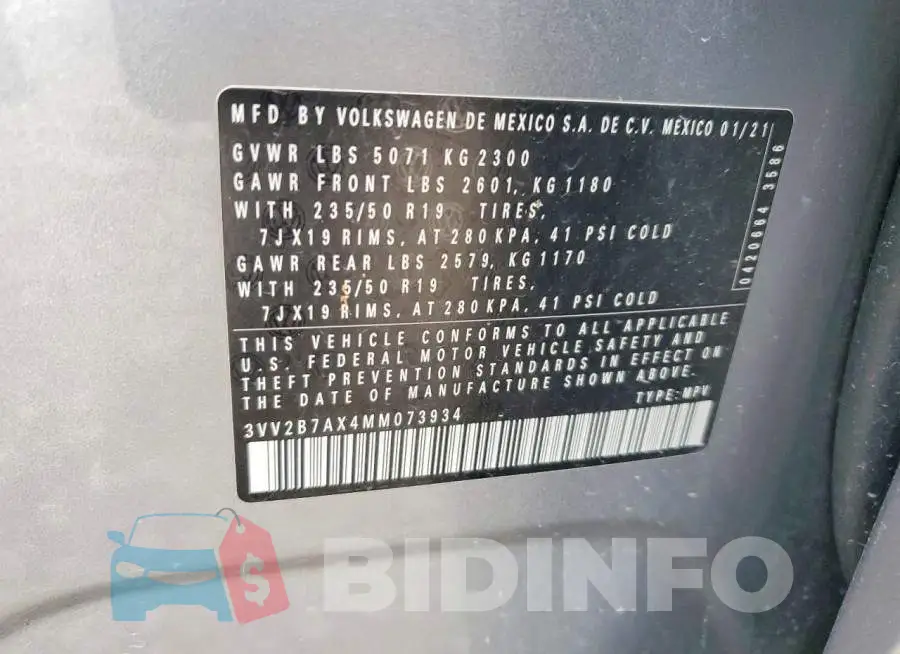 3VV2B7AX4MM073934 Photo# 13