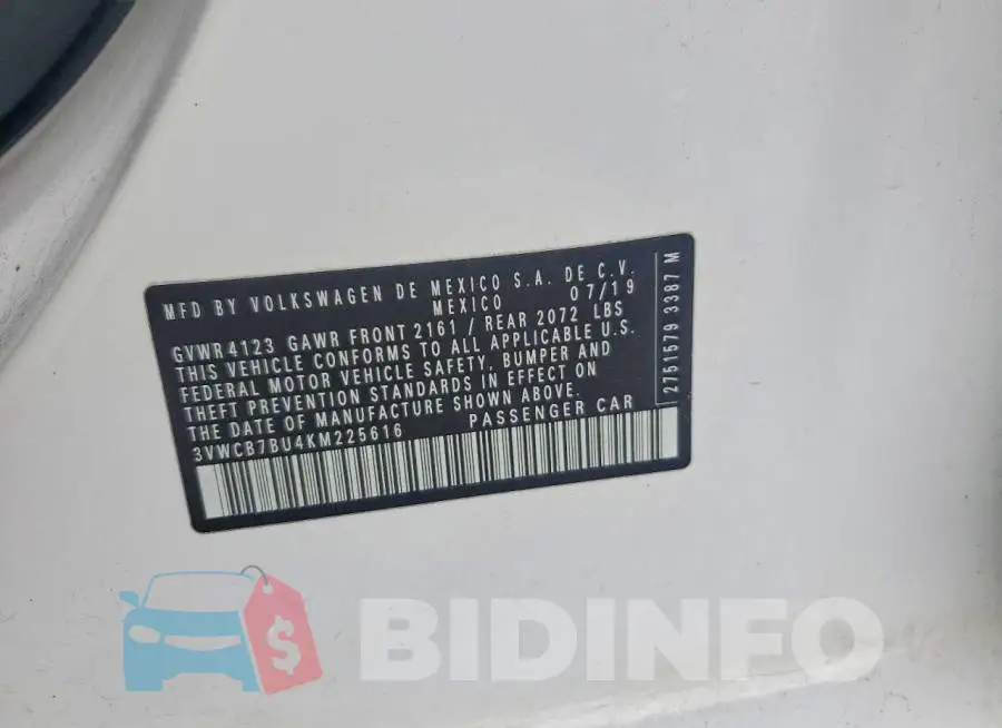 3VWCB7BU4KM225616 Photo# 13