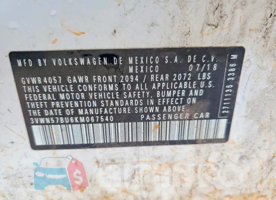 3VWN57BU6KM067540 Photo# 12