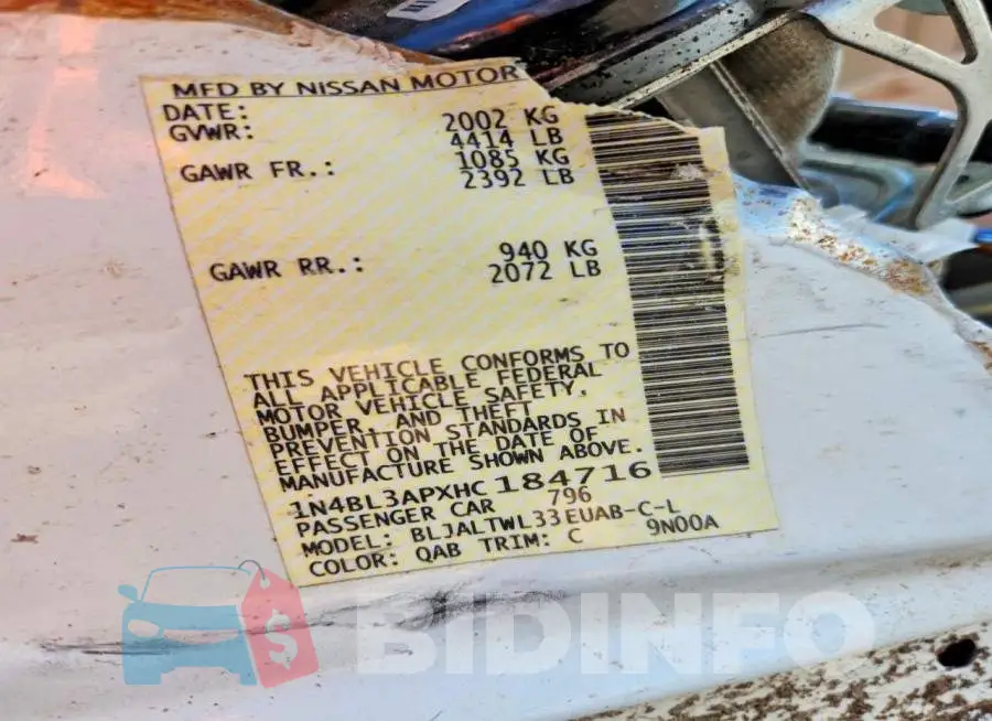 1N4BL3APXHC184716 Photo# 12