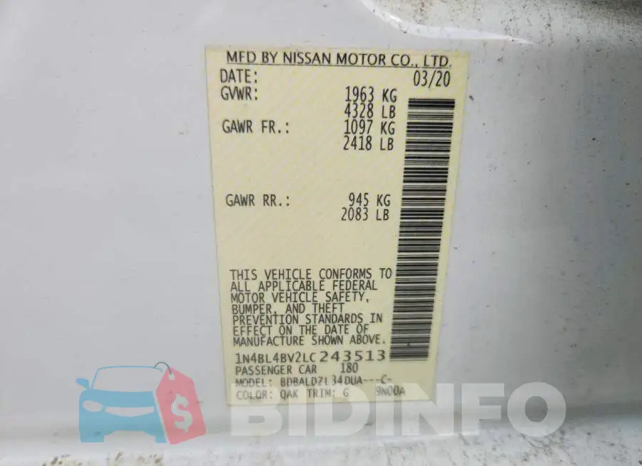 1N4BL4BV2LC243513 Photo# 12
