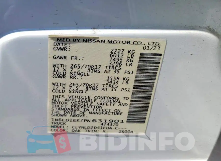 1N6ED1EK7PN631901 Photo# 12
