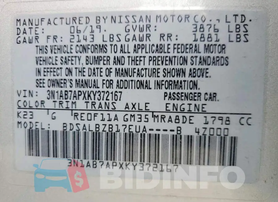 3N1AB7APXKY372167 Photo# 12