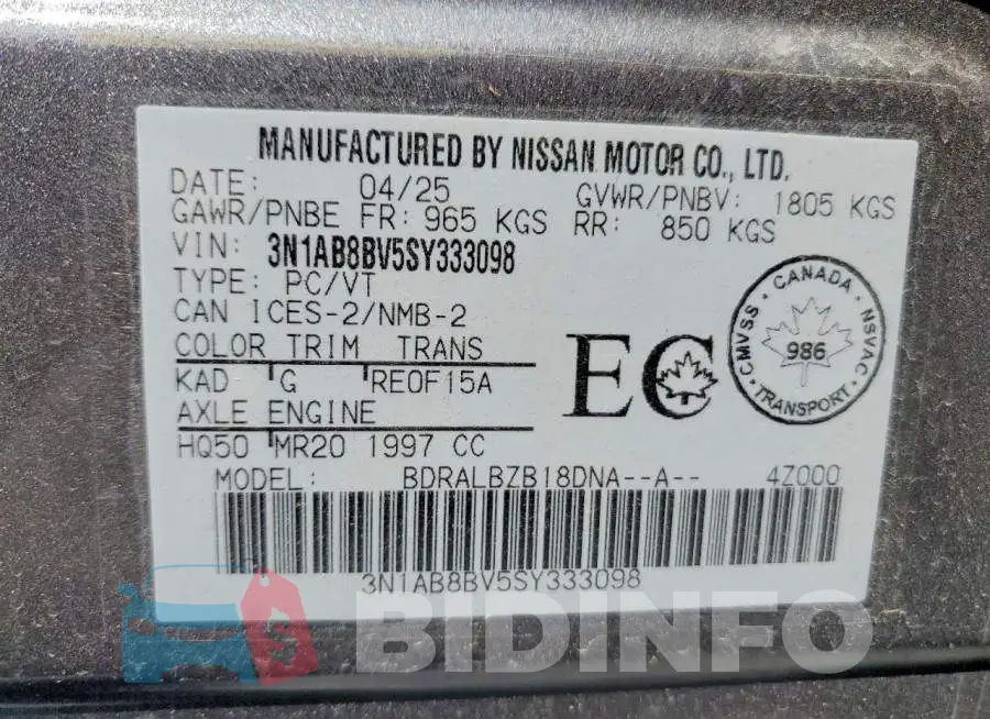 3N1AB8BV5SY333098 Photo# 13