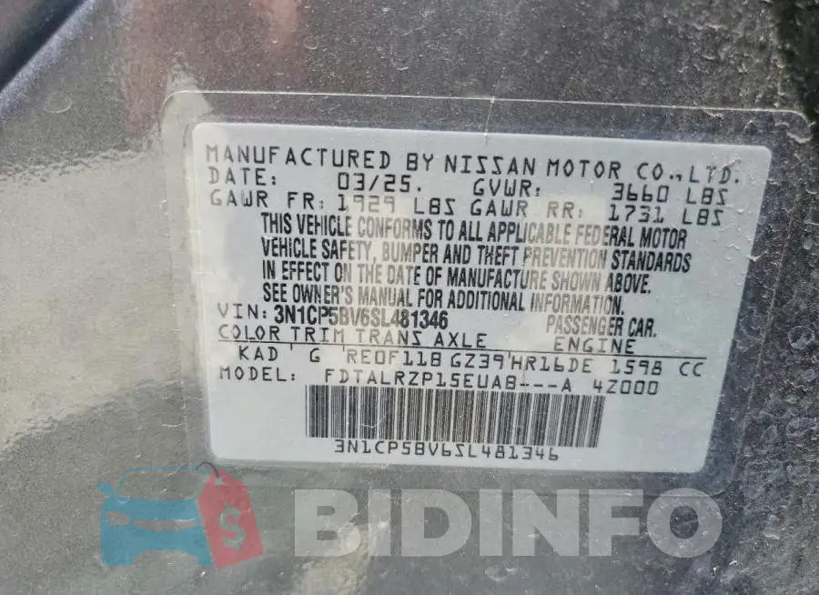 3N1CP5BV6SL481346 Photo# 13