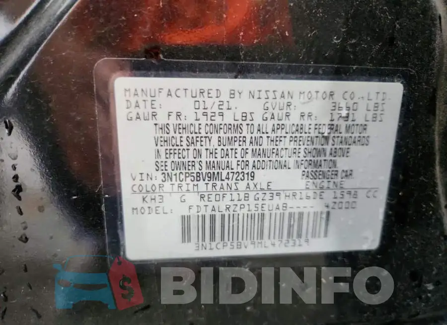3N1CP5BV9ML472319 Photo# 12