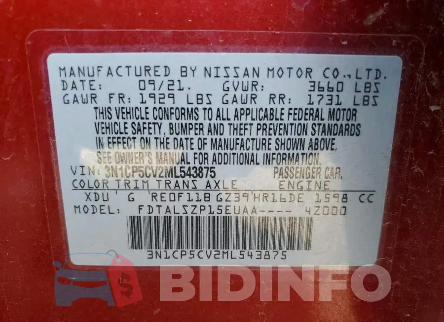 3N1CP5CV2ML543875 Photo# 13