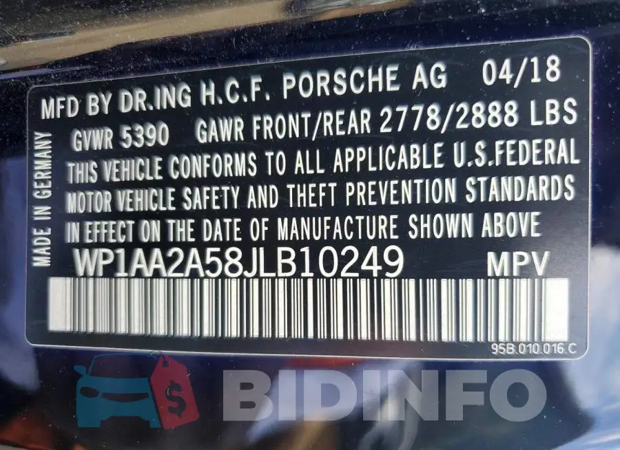 WP1AA2A58JLB10249 Photo# 14
