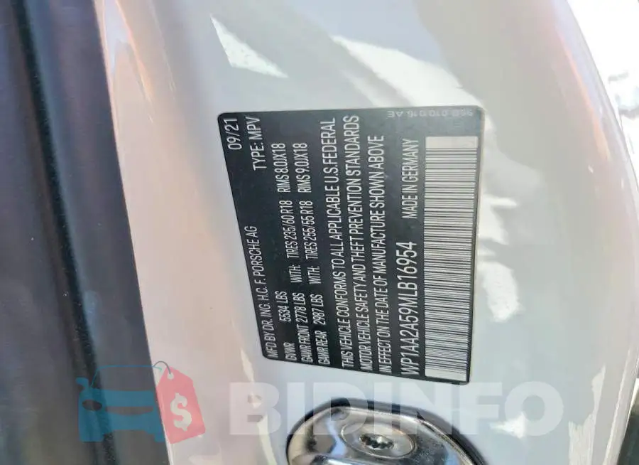 WP1AA2A59MLB16954 Photo# 14