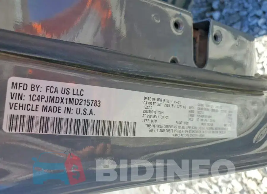 1C4PJMDX1MD215783 Photo# 13