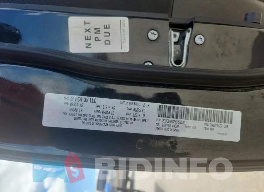 2C3CDXHG3KH585221 Photo# 12