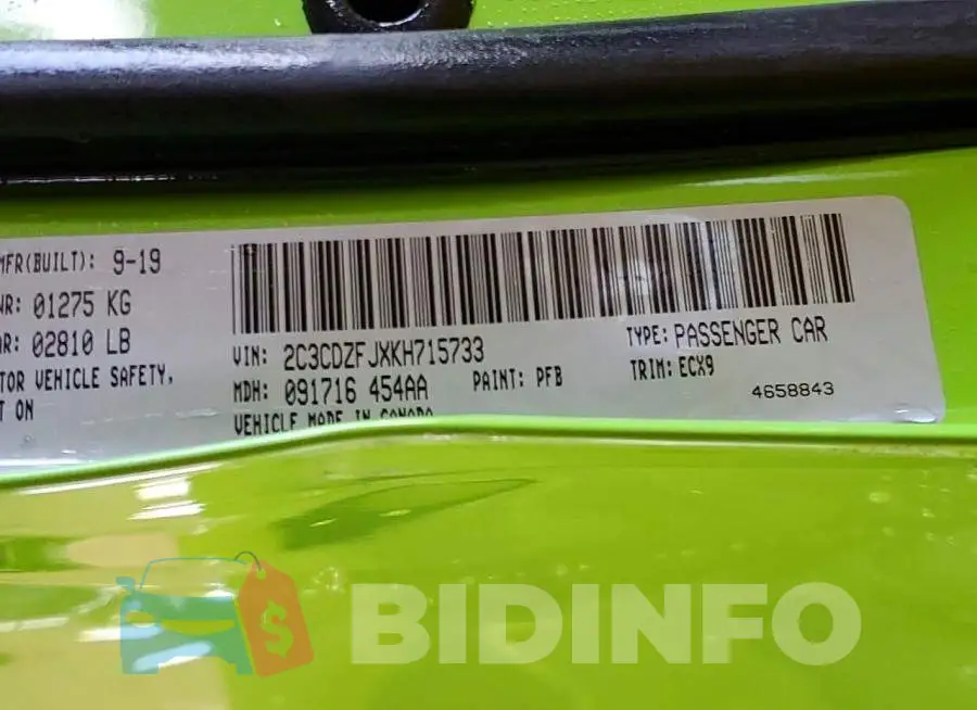 2C3CDZFJXKH715733 Photo# 12