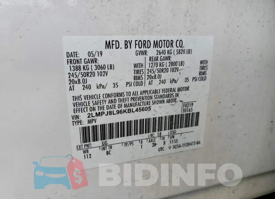 2LMPJ8L96KBL45605 Photo# 13