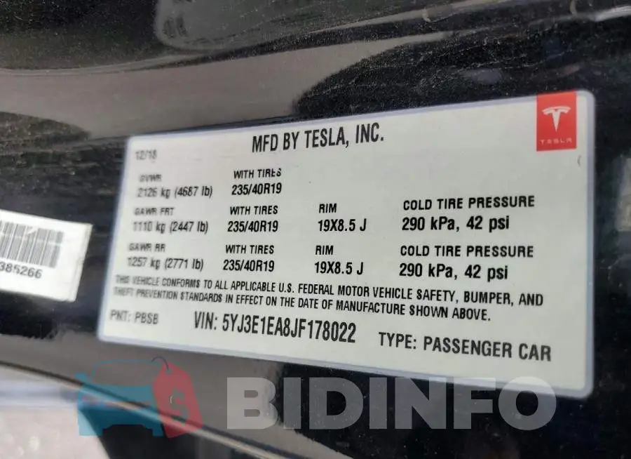 5YJ3E1EA8JF178022 Photo# 12