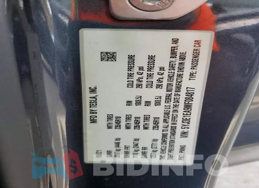 5YJ3E1EA9MF084817 Photo# 12