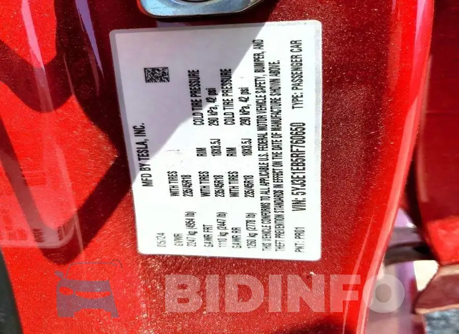 5YJ3E1EB5RF760650 Photo# 13