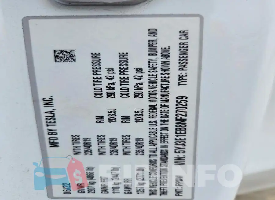 5YJ3E1EB8NF270259 Photo# 13