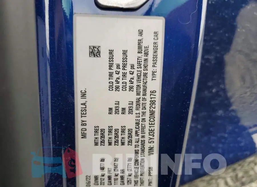 5YJ3E1EC0NF298176 Photo# 12