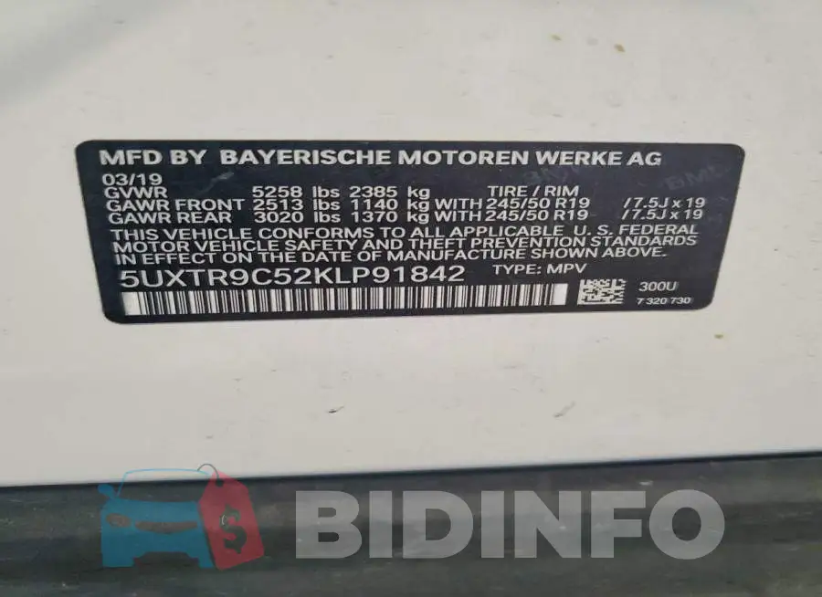 5UXTR9C52KLP91842 Photo# 14